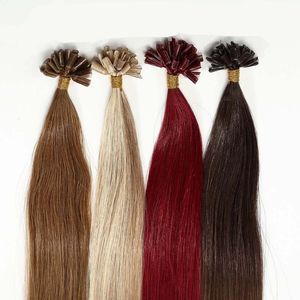 ELIBESS HAIR Keratin U Tip Extensions 14 '' - 26 '' 0.8g / pcs 200s / lot Remy Brasiliano Capelli Umani Dritto fusione calda fusione fredda