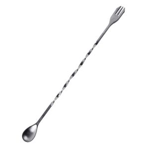 10inch Stainless Steel Swizzle Stick Cocktail Drink Stirrer Spoon and Fork Used for all versatile cocktail and beverage mixing
