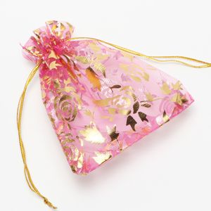 Wholesale hot pink candy bags for sale - Group buy HOT PINK rose SIZES Organza Jewelry Gift Pouch drawstring Bags Candy Bag Hot sell