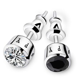 Moda Męskie Kolczyki dla Groom 925 Sterling Silver Crystal Groom Akcesoria Mężczyźni Na Ear Studs Dla Groomsman Prezenty Ślubne Czarny Silver