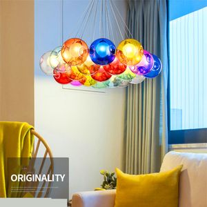 Colorful Glass Ball Lamp G4 LED Pendant Lights 110V/220V Creative Design Lighting Fixtures for Home Deco Bar Coffee Living Room