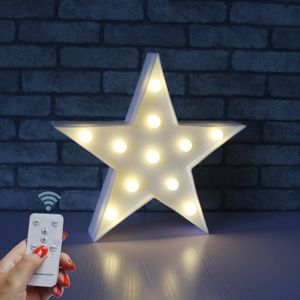 LED Marquee Light Star Shaped LED Plastic Sign-Lighted Marquee Star Sign Wall Décor Battery Operated (White)