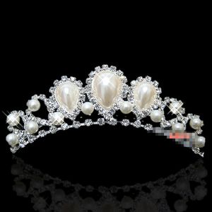 Em estoque barato bonito elegante mitação pérola strass incrustação coroa tiara casamento noiva pente de cabelo coroas para festa de formatura 225b