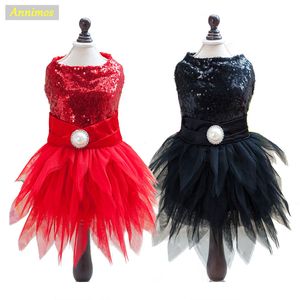Pet Köpek Zarif Pullu Parti Saten Kokteyl Elbiseleri Tutu Kız Kukla Düğün Kostüm Etek Giysileri Chihuahua Yorkie