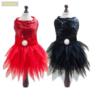 Animal de compagnie chien élégant Sequin fête Satin robes de Cocktail Tutu fille chiots Costume de mariage jupe vêtements pour Chihuahua Yorkie