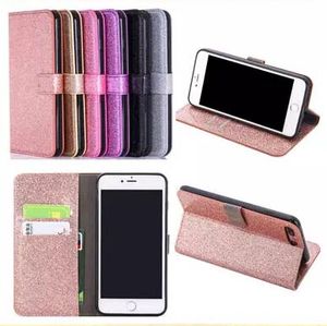 Glänsande Bling Magnetic Plånbok Flip Läderfodral till iPhone XS Max XR 8 7 6S plus Samsung S8 S9 S10e J7 J8 A8