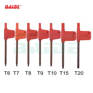 T6 T7 T8 T9 T10 T15 T20 TORX Schraubendreher Schraubenschlüssel Taste kleine rote Fahnenschraubentreiber Werkzeuge 200pcs/Los