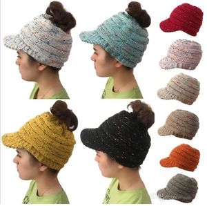 2018 novas mulheres chapéu inverno rabo de cavalo senhora chapéu inverno quente tricô crochet moda baseball chapéu 10 cor a743