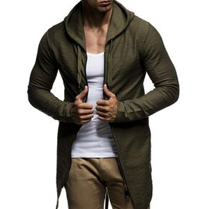 Men's Casual Autumn Hip Hop Solid Camouflage Irregular Hooded Track Jacket Coat