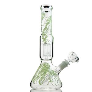 5mm Thick Glass Beaker Bongs Jellyfish Patter Straight Tube Hookahs Bong Water Pipes Smoking Dab Oil Rig With 6 Arms Tree Perc GID05