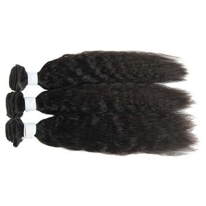 brazilian virgin human hair kinky straight hair bundle natural color yaki straight wave hair weaving free dhl