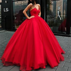 Röd prinsessa prom klänningar lång 2019 boll klänning strapless tulle formell kvällsklänning stor puffy kändis röd matta klänning för kvinnor