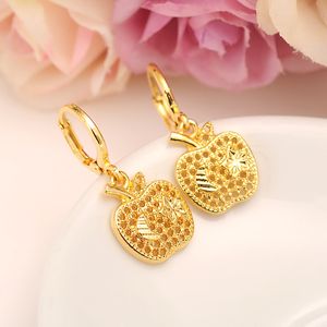 USA Main stream Sweet Apple star Earrings Women Girls 24k Fine Yellow Solid Gold Filled Earing Jewelry Gifts Indonesia Congo