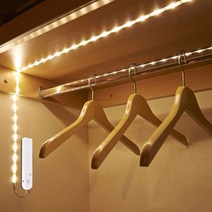 1M 2M 3M Wireless Motion Sensor LED Strip Alimentazione a batteria Luce notturna sotto la lampada da letto per armadio, guardaroba, armadio, scale, corridoio