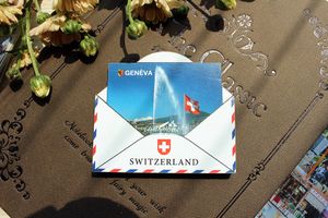 Genebra, Switzerland Tourist Travel lembrete 3D Idéia de presente de artesanato de ímã de madeira de madeira