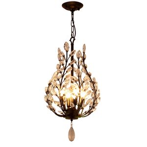 K9 Crystal Chandelier Lighting Fixtures Iron Pendant Lights 4 Heads for Living Room Bedroom Restaurant Porch