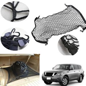 För Nissan Patrol Car Vehicle Black Bakre Trunk Cargo Bagage Organizer Storage Nylon Vanlig Vertikal Säte Nät