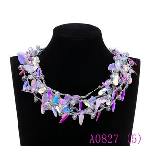 3pcs 3 Color Chunky Flower Statement Chokers Necklaces for Women Bouquet Sequin Large Jewelry necklace A0827