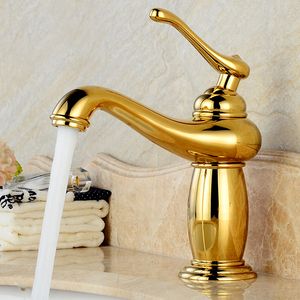 Torneiras de bacia dourada torneiras do pia do banheiro furegam o banheiro tubo de água tapetes de ouro Misturador de bronze Torneira Torneiras Para