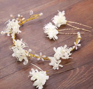 Den nya bruden med Bob Flowers Flower Girl Bridesmaid Bröllop Headdress Headdress Flower Head Ring Spot