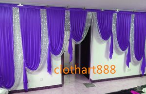 6M wide swags for backdrop party background decoration draps valance wedding backcloth stage curtain with sequins draps2611