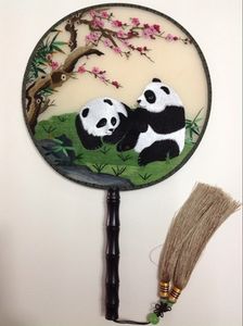 Vintage Round Handle Chinese Decorative Fans Women Gift Fan High End Handcrafted Double Embroidered Natural Silk Hand Fan Wedding