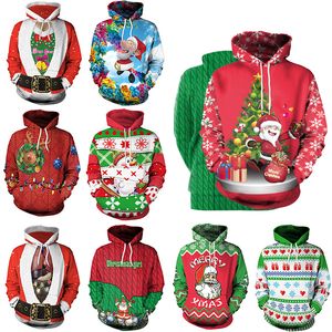 Boże Narodzenie bluzy Choinki Santa Crus Drukowane Długie Rękaw Bluzka Bluza Z Kapturem T-Shirt Casual Pullovers Odzież GGA1257