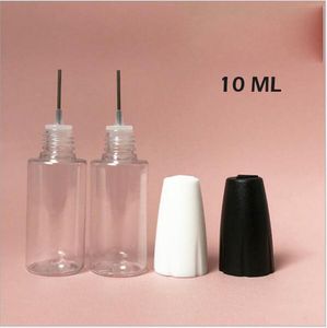 10-ml-E-Liquid-Flasche aus PET mit Nadelfüllflasche, Kunststoff-Nadel-Ejuice-Flasche mit weißem, schwarzem Verschluss