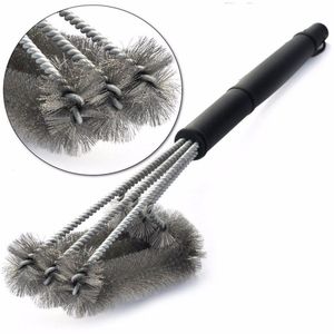 Wulekue Non-stick Barbecue Grill BBQ Brush Stainless Steel Cleaning Brushes With Handle Cooking BBQ Cleaning Tools