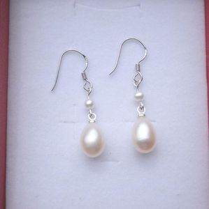 NEUE Perle 8-9 MM Natürliche Perle Hängende Ohrringe Drop-shaped Frischwasserperle Haken kostenloser versand