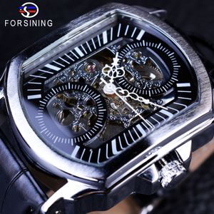 Winner Retro Classic Designer Silver Stainless Steel Case Men Watches Top Brand Mechanical Automatic Watch Clock Men Free S