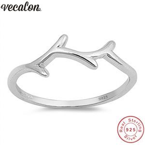 Vecalon fêmea chifres estilo real soild 925 esterlina anel de prata anéis de casamento anéis para mulheres jóias de dedo homens