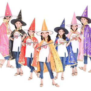 Berretto da mantello di Halloween per costumi per bambini in maschera da festival Abito da mago da strega Abito e cappelli Costume Cape Kids