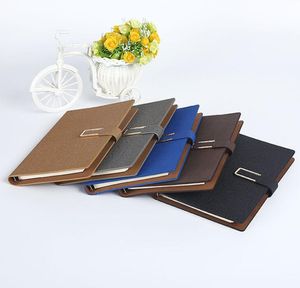 Classic Business Buckle Notepad Tjock Loose Paper Notebooks Hard Cover Faux Läder Böcker A5 Travel Journal med kort Penhållare Partihandel