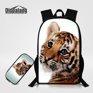 Multifunctional Backpack For Children 2 PCS/Set Bookbags With Pencilcase For Kids Cute Tiger Animal Prints School Supplies Schoolbags Rugtas