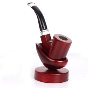 New solid wood flat bottomed hand polished mahogany curved filter red sandalwood pipe