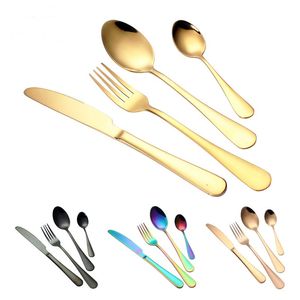 4 pz/set Arcobaleno Stoviglie Posate In Acciaio Inox Cena Coltello Forchetta Cucchiaino Natale Stoviglie Set Cena 4 Colori Accessori Da Cucina