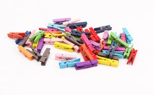 100pcs lot Colorful cute small wooden clip mini wood clips 3.5*0.7cm pegs for hanging clothes paper photo message cards craft