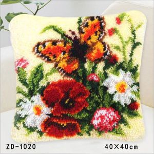Pillow Case Butterfly Latch Hook Rug Canvas Embroidery Pillow Crochet Animal Kit Handmade Craft Cushion Kits Home Deco