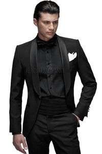 新しいファッションブラックグルーミングタキシードショールラペルワンボタングルーミングマンブレザーズ優れた男性ビジネスフォーマルプロムスーツ（ジャケット+パンツ+ Bows + Girdle）217