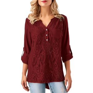 2018 mulheres lace up camiseta nova primavera feminino cor sólida sexy de mangas compridas com decote em v too tops back botão design senhora camisas