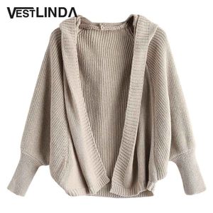 Huva öppen främre batwing cardigan femme vinterkläder kvinnor långärmad stickad cardigan 2018 mode casual tröja