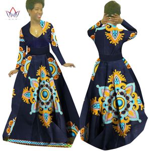 Afrikanische Wachsdruck Maxi Kleider Dashiki Plus Größe Traditionelle afrikanische Kleidung für Frauen voller Ärmel langes Partykleid Wy029