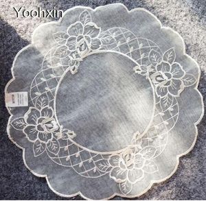 Sıcak Nakış Dantel Masa Yeri Mat Kumaş Placemat Pot Fincan Kupa Tutucu Yuvarlak Coaster Yemek Doily İçecek Çay Pad Noel Mutfak