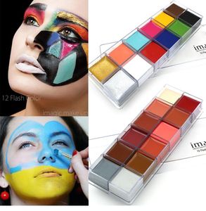 IMAGIC 12 Colors Flash Tattoo Face Body Paint Oil Painting Art Halloween Party Fancy Dress Beauty Makeup Tools