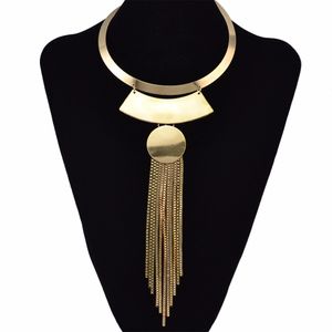 2 Kolory Punk Gold Silver Moda Choker Naszyjniki Wisiorki Tassel Geometryczny Kształt Afryka Plemię Długie Naszyjniki Kobiety Biżuteria