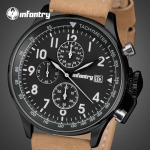 Brauner Akku großhandel-INFANTRY Berühmte Marke Mens Quarz Armbanduhr Mode Sport Uhren Militär Pilot Army Armbanduhr Chronograph für Männer Uhr montre homme