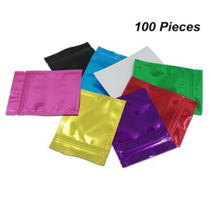 7.5x10cm 100pcs Lote Multi Cores da folha de alumínio Food Grade reutilizável Embalagem Bolsas Mylar armazenamento de alimentos Foil Zipper Resealable Embalagem Bag