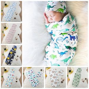 Baby Sleeping Bag Noworodka Muzylin Koce Koce Kapelusz Kapelski Noworodka Wrap Kapelusz Set Infant Sleep Worki Zwierząt Print Sleepwear Yl641