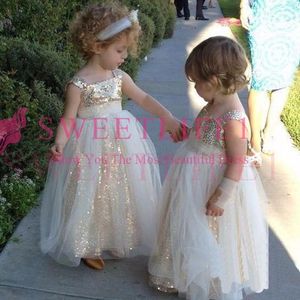 Wholesale gold tulle flower girl dresses for sale - Group buy 2019 Cheap Gold Sequins Flower Girls Dresses Spaghetti Straps A Line Tulle Gils Pageant Gown First Communion Dresses Cheap Hot Sale